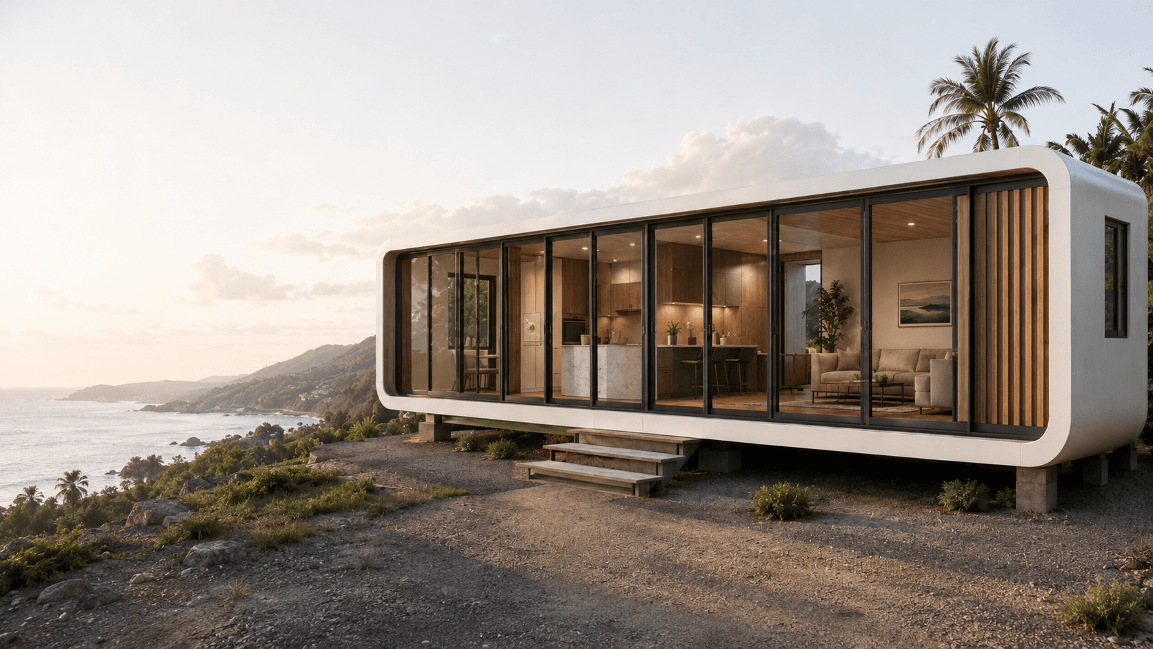 NanoNest modular home on a Puerto Rico coastline