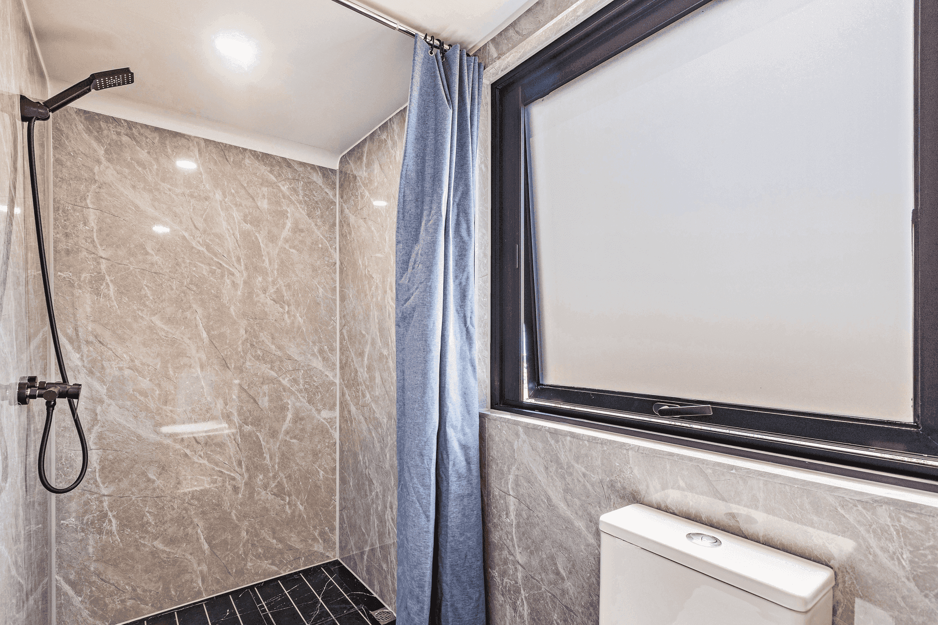 Full-size walk-in shower